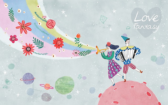 PSD 식물 커플 여자 남자 꽃 악기 음악 연주 일러스트 상상 함께함 사랑 사람 이벤트 성인 두명 판타지 우주 행성 로맨틱 나팔 아코디언 무중력 국내일러스트 감정 컨셉 관계 문화예술 건반악기 파일형식