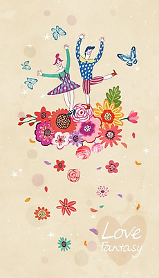 PSD 식물 커플 여자 남자 꽃 나비 일러스트 상상 함께함 사랑 사람 이벤트 성인 두명 판타지 로맨틱 발레 국내일러스트 감정 곤충 컨셉 관계 춤 파일형식