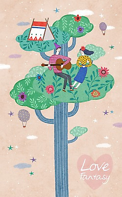 PSD 나무 식물 커플 여자 남자 꽃 악기 연주 일러스트 상상 함께함 텐트 사랑 사람 이벤트 성인 두명 판타지 로맨틱 기타 열기구 국내일러스트 감정 음악 컨셉 관계 항공교통 현악기 캠핑도구 파일형식