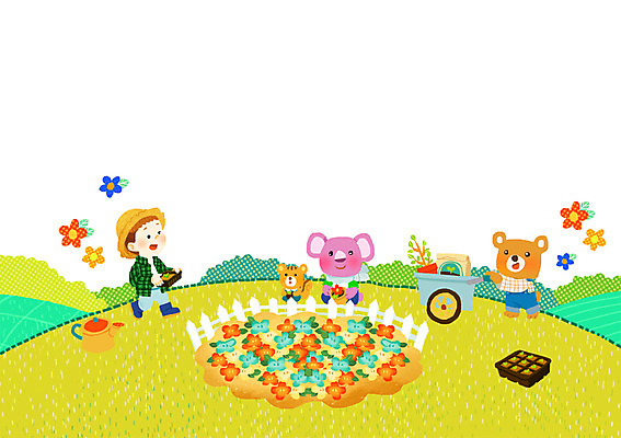 주간 PSD 식물 동물 남자 꽃 화분 어린이 꽃밭 밭 일러스트 곰 함께함 한명 사람 소년 야외 친구 수레 기쁨 즐거움 다람쥐 정원가꾸기 코알라 거름 소년한명만 국내일러스트 자연요소 1 감정 컨셉 농업 포유류 관계 카트 설치류 원예 남자한명만 소년만 파일형식