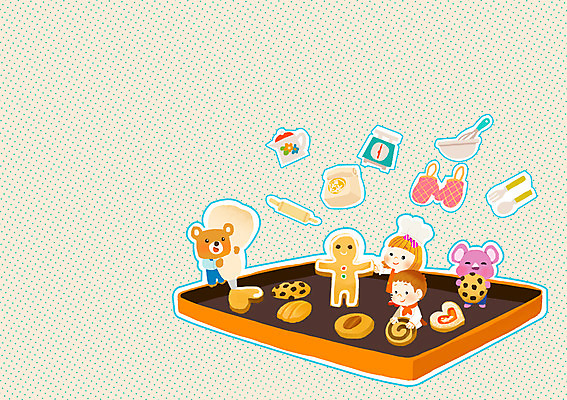 PSD 동물 여자 남자 어린이 일러스트 곰 주방용품 함께함 요리 사람 두명 친구 쿠키 과자 기쁨 오븐 즐거움 코알라 짤주머니 어린이만 국내일러스트 감정 생활용품 컨셉 포유류 관계 디저트 가전제품 제빵도구 파일형식