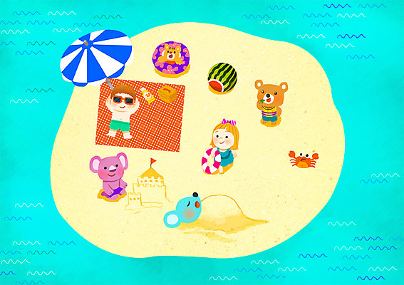 PSD 동물 여자 남자 어린이 바다 일러스트 곰 휴가 수박 함께함 사람 두명 물 친구 모래사장 기쁨 게 파라솔 선탠 쥐 즐거움 다람쥐 모래성 튜브 코알라 모래찜질 어린이만 국내일러스트 자연요소 감정 모래 컨셉 과일 포유류 관계 갑각류 설치류 파일형식