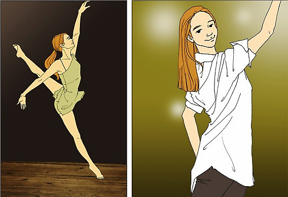 PSD 직업 여자 일러스트 사람 성인 두명 댄서 춤 만화 발레 열정 아트툰 성인여자만 국내일러스트 감정 문화예술 그림 여자만 성인만 파일형식