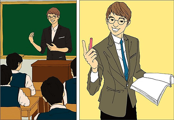 PSD 직업 학생 교육 남자 일러스트 교실 수업 사람 여러명 성인 책 교사 칠판 만화 분필 열정 아트툰 성인남자만 국내일러스트 감정 다수 학교 그림 초크 남자만 성인만 파일형식