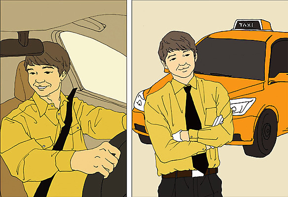 PSD 직업 남자 일러스트 사람 성인 두명 운전 운전사 만화 택시 열정 택시기사 아트툰 성인남자만 국내일러스트 감정 모션 승용차 자동차 그림 남자만 성인만 파일형식