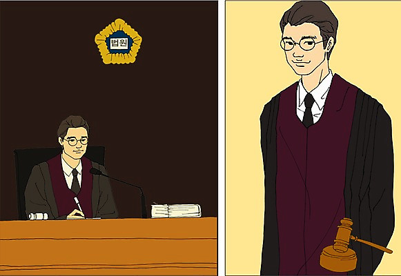 PSD 직업 남자 일러스트 사람 성인 두명 가운 판사복 만화 판사 열정 의사봉 법원 아트툰 성인남자만 국내일러스트 옷 감정 법률가 그림 남자만 성인만 파일형식