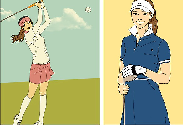 PSD 직업 여자 스포츠 골프 일러스트 운동선수 골프공 사람 성인 두명 골프채 골퍼 만화 열정 아트툰 성인여자만 국내일러스트 감정 공 골프용품 구기 그림 여자만 성인만 파일형식