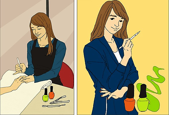 PSD 직업 여자 일러스트 실내 사람 성인 두명 화장품 도구 붓 미용용품 네일아트 만화 매니큐어 열정 네일아티스트 아트툰 성인여자만 국내일러스트 감정 내부 뷰티 오브젝트 그림 여자만 성인만 파일형식