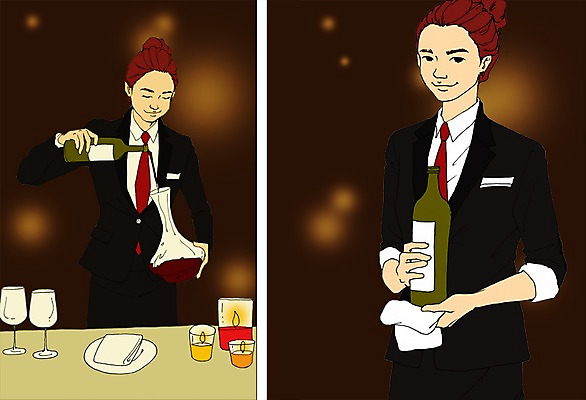 PSD 직업 접시 여자 와인잔 일러스트 초 촛불 탁자 유리병 잔 사람 성인 두명 와인 만화 와인병 냅킨 열정 소믈리에 아트툰 성인여자만 국내일러스트 식기 감정 가구 술잔 병_용기 주류 그림 여자만 성인만 파일형식