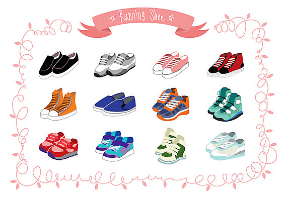 잡화 운동화 신발 스티커 일러스트 웹소스 종류 사람없음 세트 스니커즈 등산화 단화 런닝화 아기자기 국내일러스트 AI파일 컨셉 여성화 등산용품 파일형식 벡터 편집소스