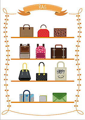 잡화 스티커 서류가방 가방 일러스트 배낭 웹소스 종류 사람없음 세트 여행가방 핸드백 클러치 에코백 아기자기 국내일러스트 AI파일 컨셉 에코 파일형식 벡터 편집소스