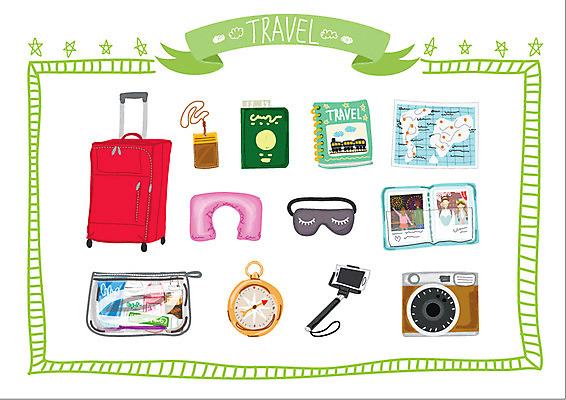 여행 스티커 일러스트 웹소스 종류 사람없음 세트 위생용품 카메라 캐리어 나침반 앨범 여행용품 여권 여행지도 셀카봉 수면안대 카드지갑 아기자기 국내일러스트 AI파일 생활용품 컨셉 지도 전자제품 여행가방 지갑 오브젝트 안대 파일형식 벡터 편집소스