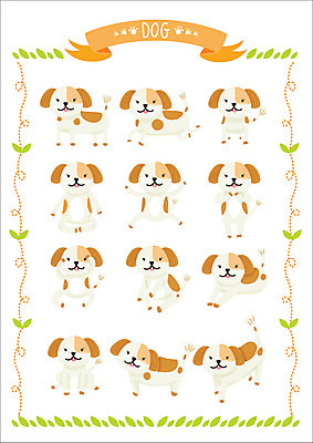 동물 포즈 스티커 일러스트 웹소스 종류 사람없음 반려동물 세트 개 강아지 아기자기 국내일러스트 AI파일 컨셉 포유류 파일형식 벡터 편집소스