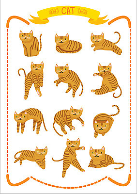 동물 포즈 스티커 일러스트 웹소스 종류 사람없음 반려동물 세트 고양이 아기자기 국내일러스트 AI파일 컨셉 포유류 파일형식 벡터 편집소스