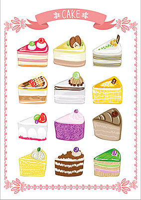 음식 빵 스티커 일러스트 웹소스 디저트 종류 사람없음 세트 케이크 조각케이크 아기자기 국내일러스트 AI파일 컨셉 파일형식 벡터 편집소스