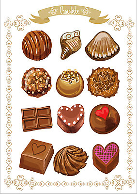 음식 스티커 일러스트 웹소스 디저트 종류 사람없음 세트 초콜릿 아기자기 국내일러스트 AI파일 컨셉 파일형식 벡터 편집소스