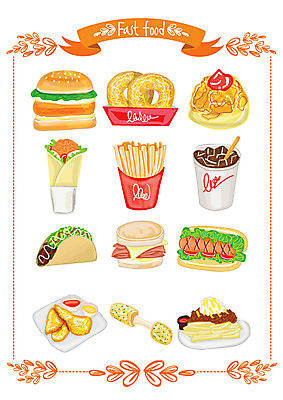 음료 음식 스티커 일러스트 웹소스 패스트푸드 종류 사람없음 세트 감자튀김 햄버거 콜라 타코 아기자기 국내일러스트 AI파일 컨셉 감자 튀김 인스턴트 탄산음료 파일형식 벡터 편집소스
