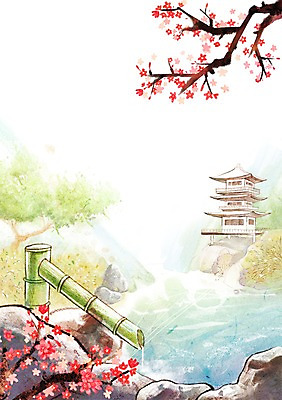 주간 PSD 나무 식물 계절 호수 백그라운드 일러스트 수채화 풍경 사람없음 야외 물 일본 봄 벚꽃 돌_바위 바위 성 편안함 봄배경 국내일러스트 자연요소 건축물 꽃 아시아 감각 파일형식