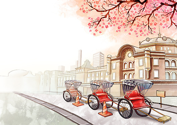 주간 PSD 나무 식물 계절 백그라운드 일러스트 수채화 거리 풍경 빌딩 사람없음 야외 건물 일본 봄 벚꽃 도시 표지판 편안함 인력거 봄배경 국내일러스트 자연요소 건축물 꽃 아시아 알림판 감각 파일형식