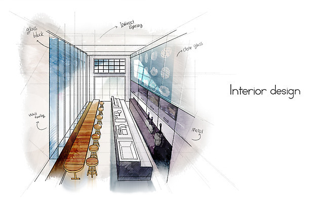 PSD 백그라운드 의자 일러스트 탁자 조명 실내 사람없음 인테리어 식당 레스토랑 공간 스케치 분석 개수대 조리대 부장 국내일러스트 디자인 가구 컨셉 미술 내부 상점 파일형식