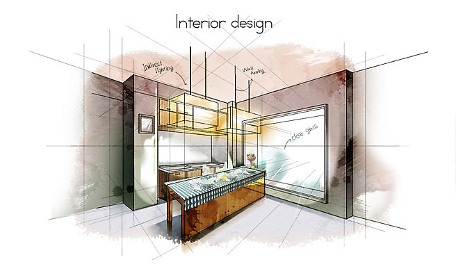 PSD 백그라운드 일러스트 창문 식탁 조명 실내 사람없음 인테리어 주방 공간 스케치 분석 싱크대 조리대 국내일러스트 디자인 컨셉 탁자 미술 내부 개수대 파일형식