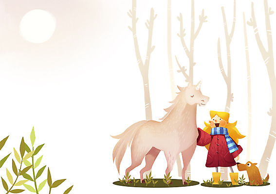 주간 PSD 나무 식물 동물 여자 어린이 백그라운드 일러스트 상상 한명 사람 소녀 야외 판타지 강아지 숲 신비 어린이상상 유니콘 소녀한명만 동심 국내일러스트 자연요소 1 컨셉 반려동물 개 여자한명만 소녀만 파일형식