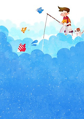 PSD 구름 남자 어린이 바다 백그라운드 일러스트 상상 낚시 어류 한명 사람 소년 판타지 고양이 낚싯대 신비 어린이상상 소년한명만 동심 국내일러스트 자연요소 1 컨셉 포유류 레저 반려동물 수중동물 낚시용품 남자한명만 소년만 파일형식