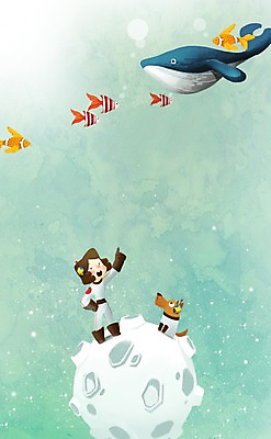 PSD 여자 어린이 백그라운드 일러스트 상상 어류 한명 사람 소녀 판타지 우주 행성 강아지 신비 고래 열대어 어린이상상 우주복 소녀한명만 동심 국내일러스트 1 옷 컨셉 포유류 반려동물 수중동물 개 여자한명만 소녀만 파일형식