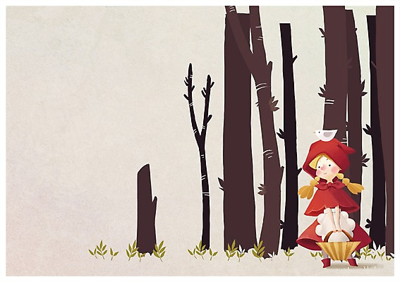 PSD 나무 식물 여자 어린이 백그라운드 일러스트 상상 조류 한명 사람 소녀 판타지 바구니 숲 신비 어린이상상 빨간망토 소녀한명만 동심 국내일러스트 동물 1 컨셉 망토 여자한명만 소녀만 파일형식