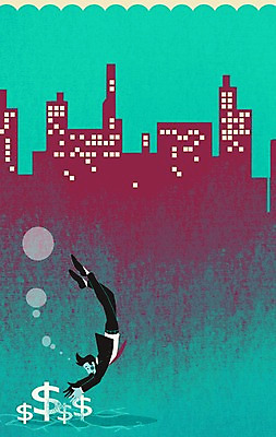 PSD 남자 바다 일러스트 비즈니스 한명 사람 빌딩 성인 경제 달러 도시 비즈니스맨 화폐기호 잠수 열정 국내일러스트 1 기호 감정 돈 건물 직장인 화폐 파일형식