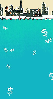 PSD 여자 남자 호수 일러스트 비즈니스 낚시 사람 빌딩 성인 두명 달러 도시 화폐기호 낚싯대 열정 선박 국내일러스트 기호 감정 수상교통 돈 레저 건물 낚시용품 화폐 파일형식