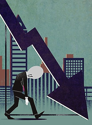 PSD 남자 화살표 일러스트 비즈니스 전구 한명 사람 빌딩 성인 도시 비즈니스맨 하락 열정 국내일러스트 1 감정 컨셉 건물 직장인 파일형식