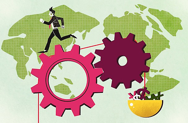 PSD 남자 세계지도 일러스트 비즈니스 한명 사람 성인 달리기 비즈니스맨 화폐기호 톱니바퀴 열정 국내일러스트 1 기호 감정 지도 모션 세계 직장인 화폐 파일형식