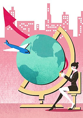 PSD 여자 화살표 커피 의자 일러스트 비즈니스 휴식 비행기 한명 사람 빌딩 성인 지구본 비즈니스우먼 열정 국내일러스트 1 감정 음료 가구 컨셉 항공교통 대중교통 건물 직장인 파일형식