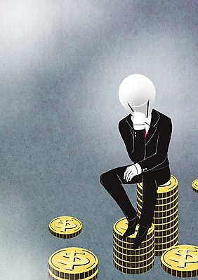 PSD 남자 일러스트 비즈니스 전구 한명 사람 성인 달러 동전 열정 국내일러스트 1 감정 돈 파일형식