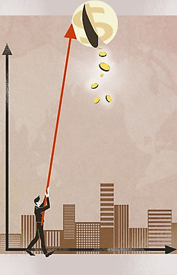 PSD 남자 화살표 일러스트 비즈니스 그래프 한명 사람 빌딩 성인 경제 달러 동전 도시 열정 국내일러스트 1 감정 돈 건물 파일형식