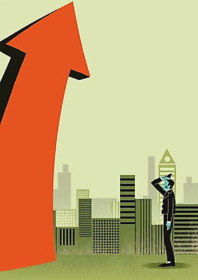 PSD 남자 화살표 일러스트 비즈니스 한명 사람 빌딩 성인 경제 도시 비즈니스맨 상승 열정 국내일러스트 1 감정 컨셉 건물 직장인 파일형식