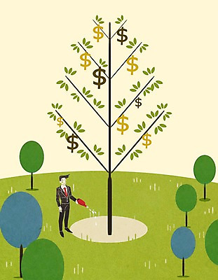 주간 PSD 나무 식물 남자 일러스트 비즈니스 한명 사람 성인 야외 달러 물뿌리개 비즈니스맨 화폐기호 물주기 열정 국내일러스트 자연요소 1 기호 감정 돈 모션 직장인 화폐 파일형식