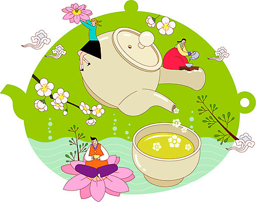 식물 학생 여자 교육 남자 꽃 일러스트 사람 성인 세명 차 찻잔 다도 한복 열정 성인만 국내일러스트 AI파일 한국전통 감정 음료 잔 예절 전통의상 파일형식 벡터