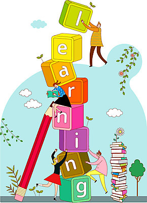 학생 여자 교육 남자 일러스트 사람 여러명 성인 책 독서 연필 쌓기 블록 열정 성인만 국내일러스트 AI파일 감정 다수 모션 학용품 필기구 파일형식 벡터