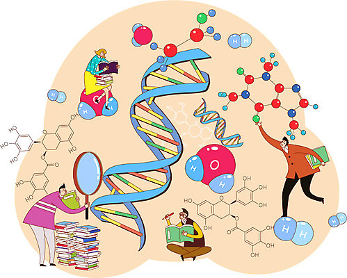 학생 여자 교육 남자 일러스트 돋보기 사람 여러명 성인 책 화학 DNA 열정 화학기호 성인만 국내일러스트 AI파일 기호 감정 과학 다수 생명공학 파일형식 벡터