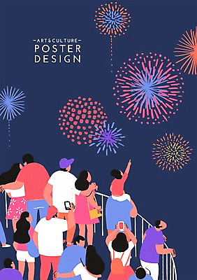 PSD 커플 여자 남자 포스터 문화 예술 백그라운드 일러스트 난간 문화예술 함께함 불꽃놀이 사람 여러명 성인 야외 야간 즐거움 열정 활기 성인만 국내일러스트 자연요소 감정 다수 컨셉 관계 놀이 파일형식