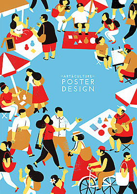 주간 PSD 여자 남자 포스터 문화 예술 백그라운드 일러스트 문화예술 함께함 사람 여러명 성인 야외 시장 즐거움 열정 활기 가판대 프리마켓 성인만 국내일러스트 자연요소 감정 다수 컨셉 파일형식