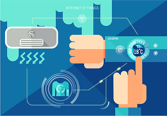 손 옷 일러스트 미래 기술 정보기술 사람 신체부위 변화 에어컨 스마트 와이파이 온도 편리함 첨단 홀로그램 사물인터넷 4차산업 미래산업 국내일러스트 AI파일 산업 컨셉 가전제품 무선인터넷 파일형식 벡터