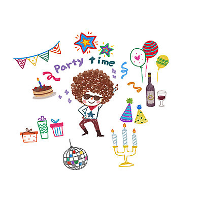 PSD 라이프스타일 여자 스티커 와인잔 일러스트 촛불 한명 사람 성인 선물상자 파티 케이크 와인 고깔모자 파티용품 촛대 미러볼 풍선 아기자기 국내일러스트 모자_잡화 1 컨셉 술잔 초 디저트 주류 선물 이벤트 생활 장식 상자 이벤트용품 파일형식