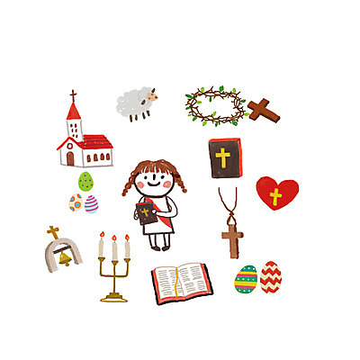 PSD 동물 라이프스타일 여자 기독교 종교 십자가 스티커 일러스트 촛불 부활절 한명 사람 성인 교회 계란 성경 양 촛대 아기자기 국내일러스트 1 기념일 컨셉 초 종교용품 포유류 종교건축 건물 생활 알 파일형식