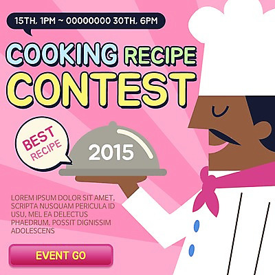 PSD 템플릿 접시 남자 음식 웹템플릿 이벤트페이지 요리 한명 사람 이벤트 성인 요리사 조리복 레시피 콘테스트 남자만 남자한명만 성인남자만 성인만 이미지템플릿 직업 1 식기 유니폼 페이지 대회 파일형식