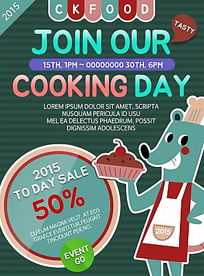 PSD 동물 템플릿 음식 웹템플릿 이벤트페이지 요리사모자 요리 이벤트 사람없음 앞치마 쥐 파이 이미지템플릿 모자_잡화 빵 요리사 설치류 페이지 파일형식