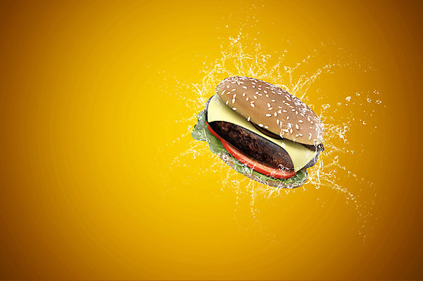 JPG 편집 편집이미지 음식 패스트푸드 사람없음 햄버거 화려 우아함 디지털합성 디지털아트 스플래쉬 편집실사 컨셉 인스턴트 CG 파일형식