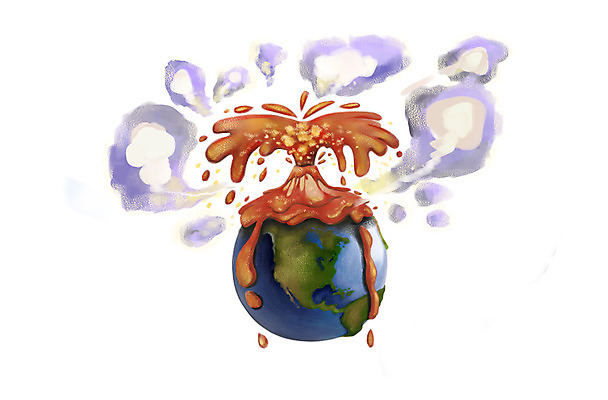 PSD 지구 일러스트 사람없음 환경 위험 자연재해 화산 분출 용암 화산폭발 국내일러스트 컨셉 산 폭발 재해 파일형식